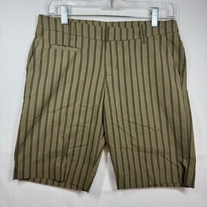 Patagonia Womens Organic Cotton Striped Shorts Olive Green Brown 57800 Size 4